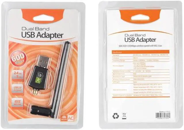 Alt view image 4 of 4 - 802.11ac Dual Band  Driver WiFi Dongle 600Mbps Wireless USB Adapter 2.4GHz 5.8GHz WiFi Network Card With 2DB Antenna