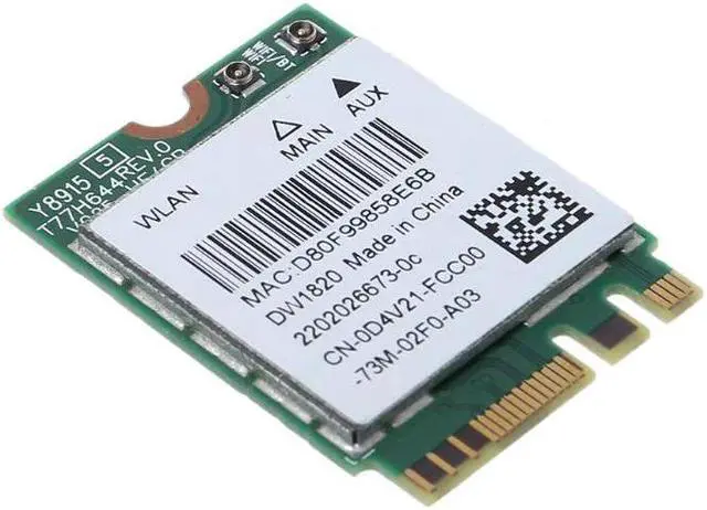 Alt view image 2 of 4 - For Dell Wireless 1820 DW1820 WLAN WiFi 802.11AC + BT 4.1 M.2 WIFI Card D4V21 090F