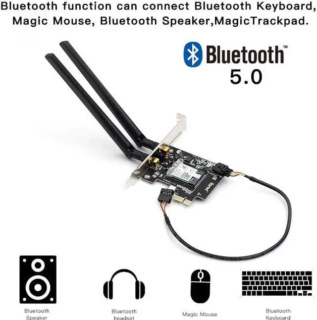 Alt view image 5 of 5 - WiFi Card Wireless Bluetooth Adapter Dual Band AC2030 PCIe Wireless 9260ac 1730Mbps MU-MIMO WiFi PCI-E 1X Card BT 5.0