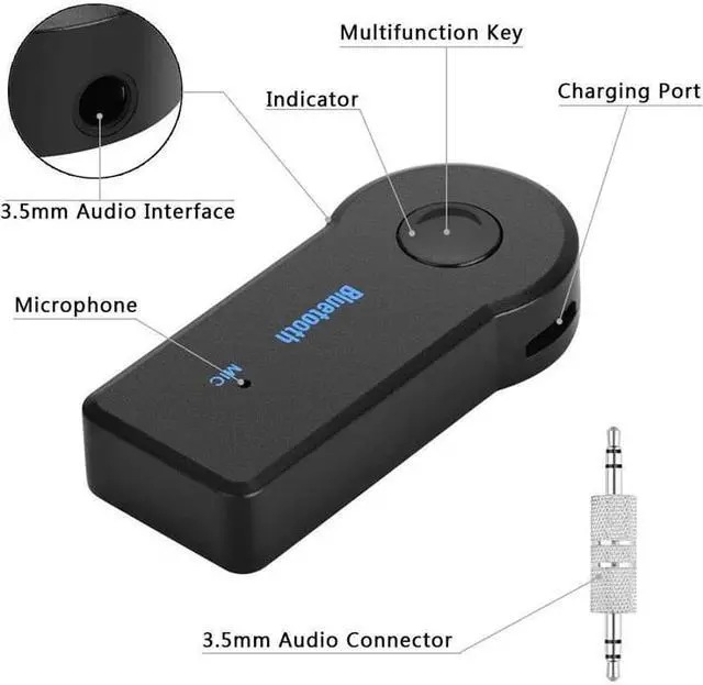 Alt view image 5 of 5 - Bluetooth Receiver Transmitter Adapter 3.5mm Jack For Car Music Audio Aux A2dp For Headphone Reciever Handsfree