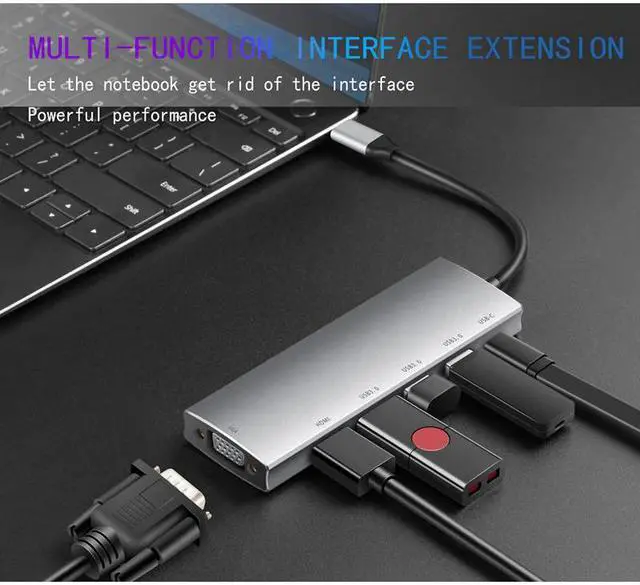Alt view image 3 of 5 - C Hub for Mac Book Pro/Air, iPad Pro 6IN1  C Hub with VGA, 4K HDMI  C Power Delivery, 3  3.0 Hub