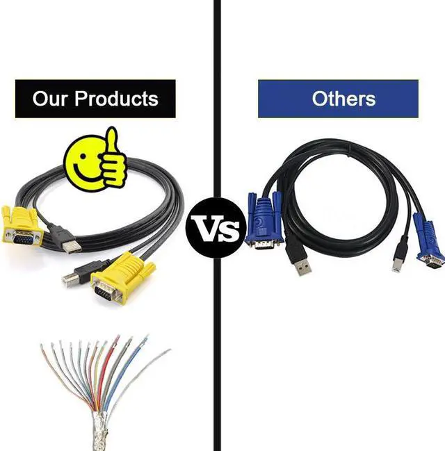Alt view image 5 of 5 - 1.5M USB KVM Switch Cable USB2.0 15Pin VGA Male to Male USB A to USB B Cord Cables PC Computer Printer Monitor Adapter Converter