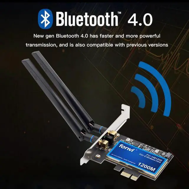 Alt view image 2 of 5 - FV-HB1200 Desktop MacOS Hackintosh Dual band 1200Mbps Bluetooth 4.0 PCI-E Wireless Wi-Fi Adapter 802.11ac BCM94360CS2 Wifi Card