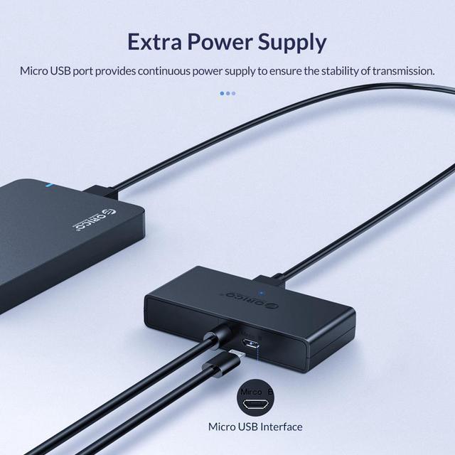 Alt view image 5 of 5 - Mini USB 3.0 HUB 4 Port Power Supply OTG with Micro USB Power Interface for MacBook Laptop Tablet Computer OTG USB HUB