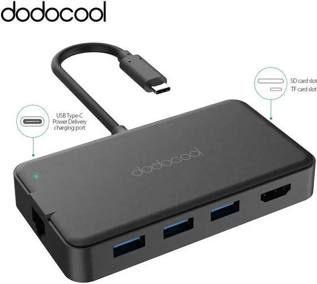 Main image of 8-in-1 Multifunction USB-C Hub with Type-C PD 4K Video HD Gigat Ethernet Adapter SD/TF Card Reader USB3.0 Type C HUB
