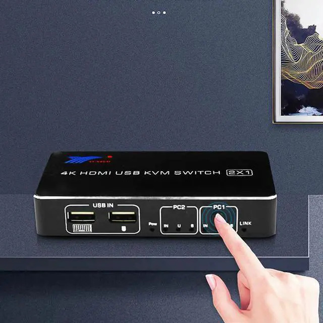 Alt view image 4 of 5 - 2 Port USB KVM Switch 4K @ 60Hz RGB/YUV 444 HDR 2.0 Switcher 2X1 Support Keyboard Mouse Printer