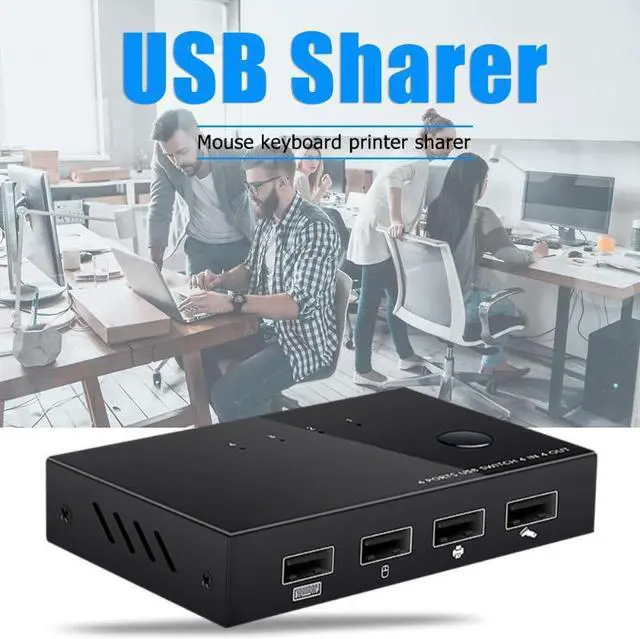 Alt view image 2 of 5 - 4 Port USB 2.0 KVM Switch Box Plug and Play for Keyboard Mouse 2 PC Sharing Splitter Switcher  Hard Disk Card Reader