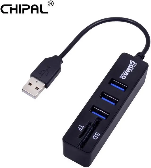 Main image of High Speed 2 in 1 Combo 3 Port USB 2.0 HUB Splitter Card Reader for  TF Micro  for PC Laptop Peripherals Accessories