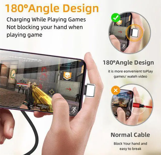Alt view image 5 of 5 - 180 Degree Elbow Charger Sync Cable 8 Pin For iphone X XS XR 8 7 6 6s Plus Lighting Charging Cables iphone Device