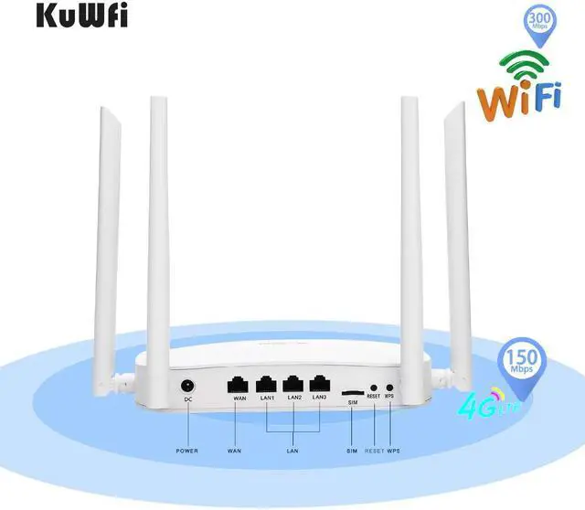 Alt view image 3 of 5 - 4G LTE Wifi Router 300Mbps 3G/4G Wireless CPE Router with Sim Card Slot Support 4G to LAN With 4pcs Antennas up to 32users