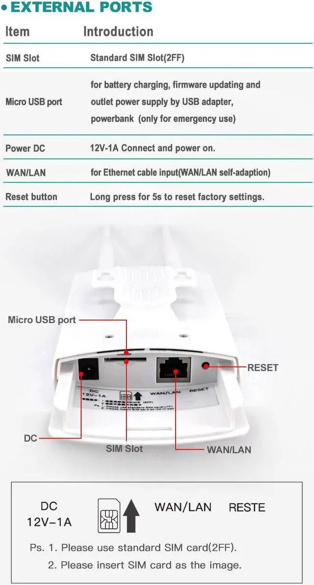 Alt view image 4 of 5 - 4G Wifi Router Outdoor Waterproof 4G SIM Wifi Router Wireless CPE Unlocked FDD/TDD CAT4 150Mbps for IP Camera