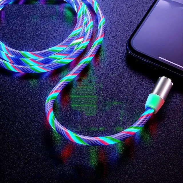 Alt view image 4 of 5 - charging Mole Phone Cable Flow Luminous Lighting cord charger Wire for Samaung LED Micro USB Type C for iphone
