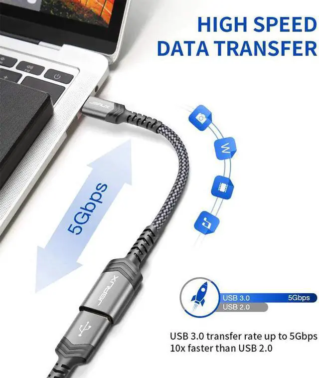 Alt view image 2 of 5 - OTG Type C Cable USB C Male to USB 3.0 A Female Cable USB C to USB Adapter for MacBook Pro  S9  P30 P20 Lite