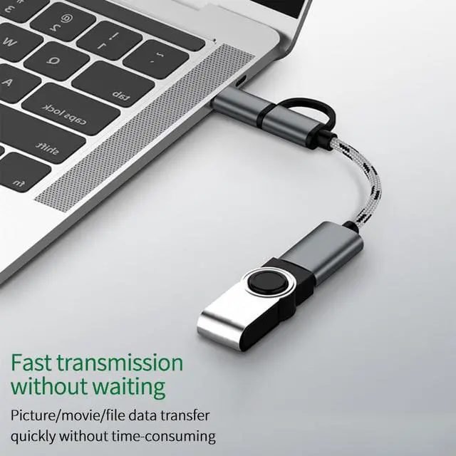 Alt view image 4 of 5 - 2-in-1 OTG adapter cable nylon braided USB 2.0 to Micro USB Type C  sync adapter, 2-in-1 OTG adapter for  MacBook