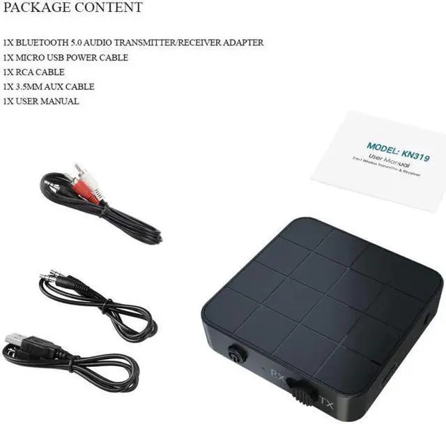 Alt view image 2 of 5 - For Car TV PC Speaker Bluetooth 5.0 Audio Receiver Transmitter Wireless Adapters Dongle AUX RCA 3.5MM 3.5 Jack USB Music Stereo