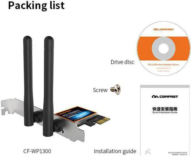 Alt view image 3 of 5 - 1300Mbps Wireless-AC RTL8822 PCI Express PCi-e Desktop WiFi Adapter 802.11b/g/n Gigabit PCI Wireless Network Card for Win7 8 10