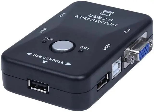 Alt view image 3 of 5 - Mini 2 Ports KVM Manual Switch Box Adapter w USB Connector