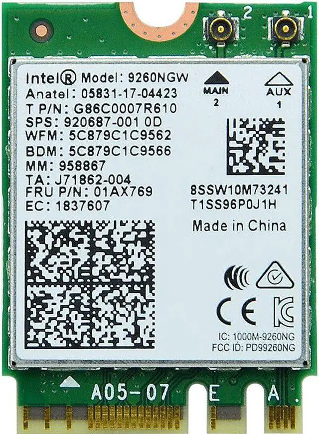Alt view image 5 of 5 - Wireless Dual Band 2100Mbps Gigabit NGFF/PCI Express WiFi Adapter PCI-E Network Card 802.11b/g/n AC 2 Antennas Desktop PC Win10