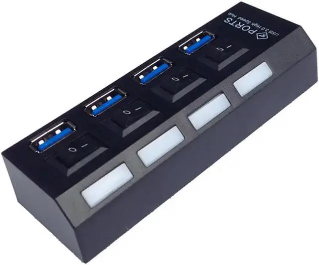 Alt view image 3 of 5 - Fast Speed Compact 4 Ports USB 3.0 HUB With On/Off Switch Multifunction For Desktop Laptop USB Devices With USB Cable