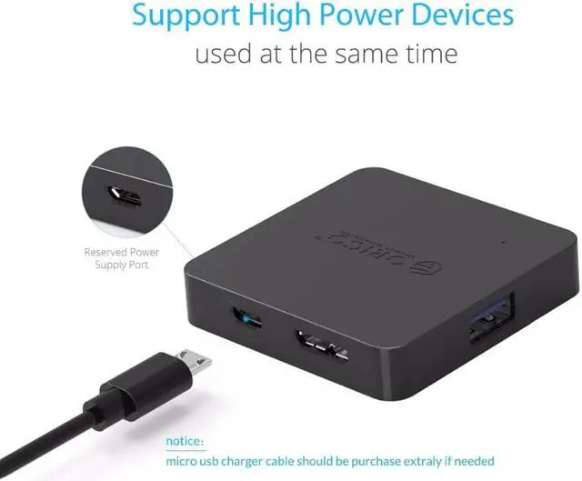 Alt view image 2 of 5 - Super Speed 4 Port USB HUB 3.0 Portable OTG HUB USB Splitter with Micro B Power Port for  Macbook Laptop PC Tablet