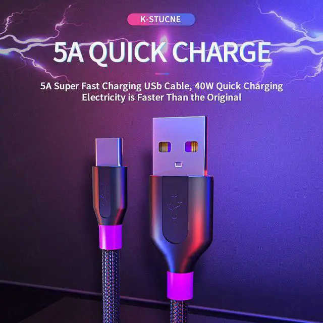 Alt view image 2 of 5 - 5A USB Type C Cable For  P40 Mate P30 Pro Supercharge Quick Charge 3.0 For  Poco F2 Pro Fast Charging Charger Wire