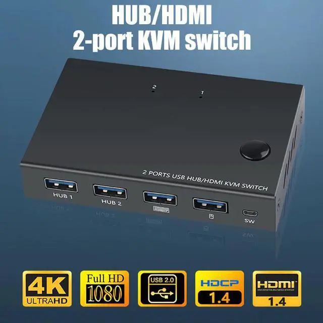 Main image of KVM Switch Button Switcher USB Port With Cable Computer Accessory For Monitor Keyboard Mouse @M23