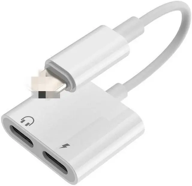 Alt view image 3 of 5 - For iPhone 11 6s 7 8 Plus Aux Jack Headset 2 in 1 Audio Adapter Charging Earphone Cable for Lighting 3.5mm To Headphone Splitter