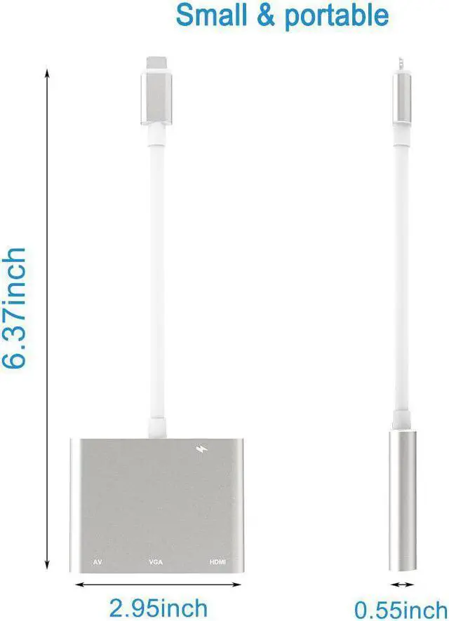 Alt view image 2 of 5 - Quality HDMI OTG Cable for Lightning to VGA AV Audio Video HDTV Adapter for iPhone 11/X/XS/XR/8P/8/7P/6S For iPad Air/iPod