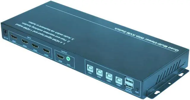 Alt view image 3 of 5 - quad multi-viewer,video fast seamless switcher,audio switcher,KVM switch,USB KVM switch via mouse and keyboard