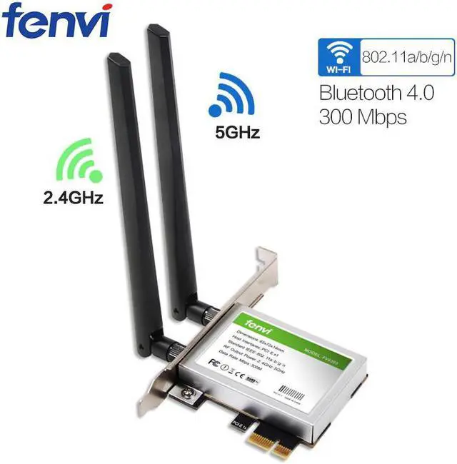 Main image of 600Mbps Dual band Wireless Wifi Adapter Desktop WLan WiFi Bluetooth BT 4.0 802.11 a/b/g/n PCI-Express 1X/8X/16X Card