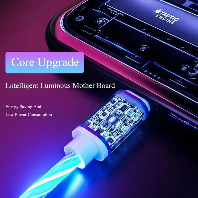 Alt view image 3 of 5 - Glowing Cable Mole Phone Charging Cable LED Micro USB Type C lighting Charge For iPhone 8  Luminous Charger Wire