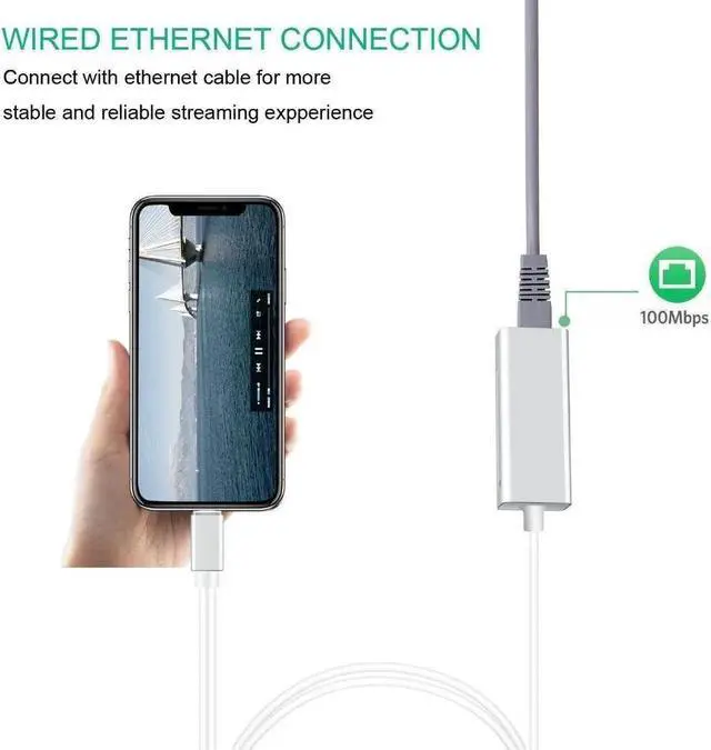 Alt view image 5 of 5 - 100Mbps iOS Network Cable Adapter for IPhone 11 pro MAX X XS XR 5 6 7 8 Plus Ipad To RJ45 Ethernet Wired  Surf the Internet
