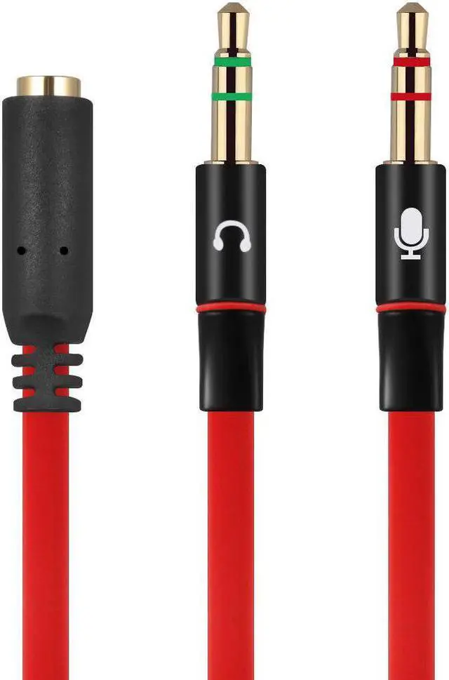 Alt view image 5 of 5 - Fashion 2 in 1 Universal 3.5mm Stereo Audio Male to 2 Female Headphone Microphone Y Splitter Audio Cable Cord Wire Adapter