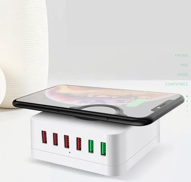 Alt view image 4 of 5 - 6 Ports QC3.0 USB Hub Smart USB Charger Fast Charging Station Stand Dock Hub 5V/2.4A Quick Charge For Mole Phone