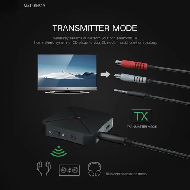 Alt view image 4 of 5 - 2 in 1 Wireless Bluetooth 4.2 Audio Transmitter Receiver TV Car Music Receiver Universal Music Adapter For Headphone Speaker