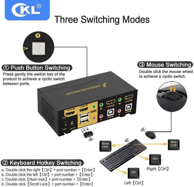Alt view image 4 of 5 - 2in 2out  (Duplicated Display)  KVM Switch  with Audio Microphone Output, -92HUA