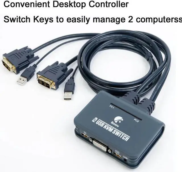 Main image of Hot Sale 2-Port USB DVI KVM Switch Switcher Control 2 Computers For Keyboard Mouse Non-powerded