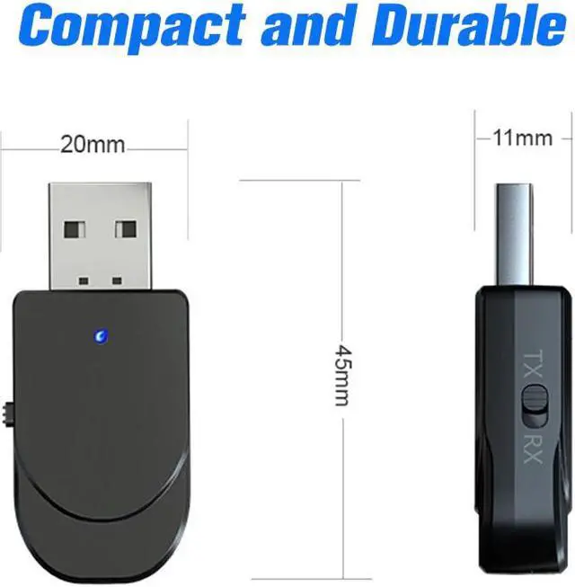 Alt view image 3 of 5 - USB Bluetooth 5.0 Audio Receiver Transmitter PC Tablet Wireless Adapter 3.5mm TV Car Kit Aux Music Receiver 3in1 Dongle