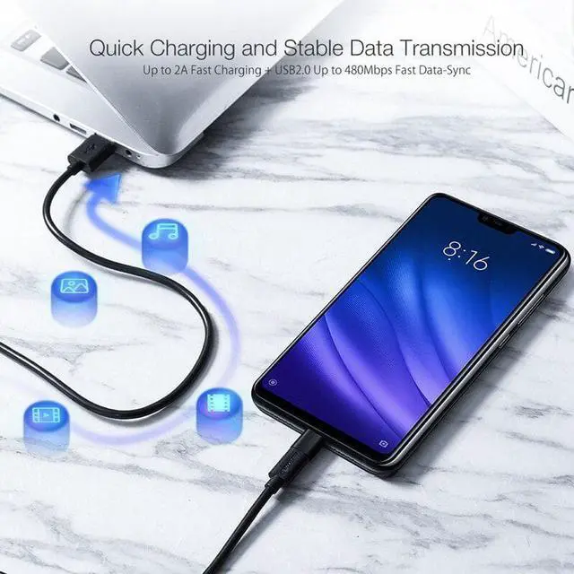 Alt view image 3 of 5 - BW-MT1 2 in 1 Micro USB Fast Charging  Cable With Type C Adapter For Android Phone Tablet for Mole Phone