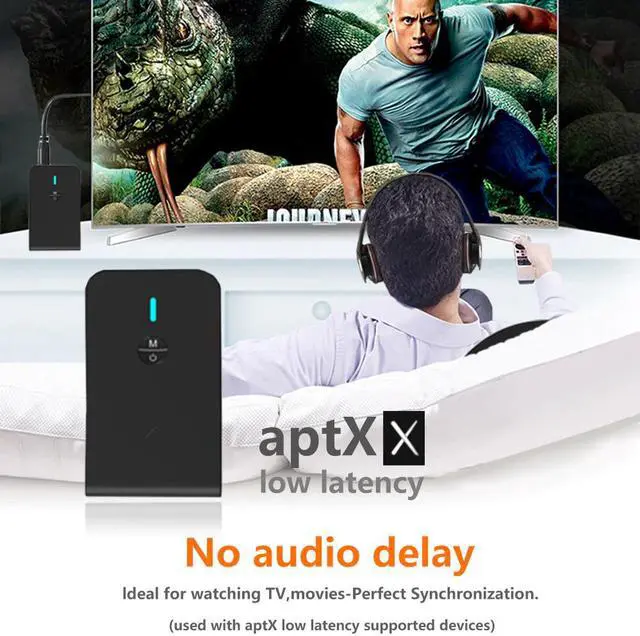 Alt view image 3 of 5 - Low latency 5.0 Bluetooth Transmitter Receiver 2 In 1 Audio Wireless Adapter For Car TV PC Speaker Headphone 3.5MM Aux Jack