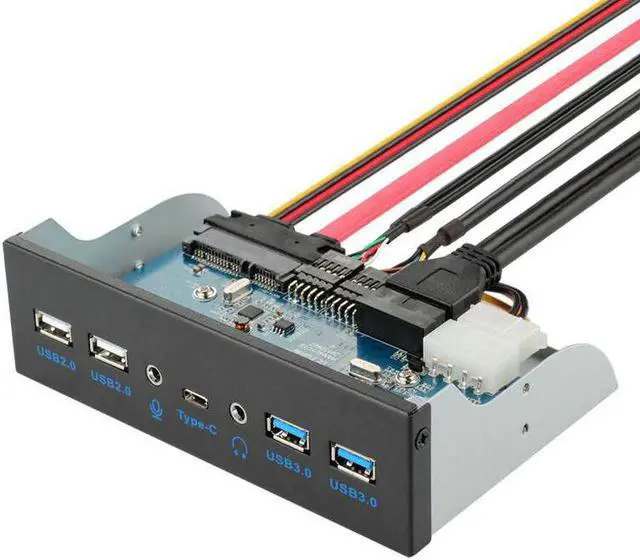 Main image of 7 Port USB 3.1 TYPE-C USB 3.0 HUB Front Panel with 3.5mm Audio + TYPE C + USB3.0 + usb 2.0  Bracket for Desktop 3.5" Floppy