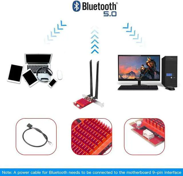 Alt view image 4 of 5 - 3000Mbps AX200 802.11AX Wifi 6 PCI-e Network Card Bluetooth 5.0 Wireless Wifi6 PCI Express Antena Wifi 5G Adapter AX200NGW