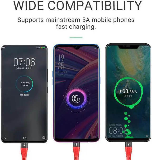 Alt view image 4 of 5 - usb cable to type c 5a fast charging usb c wire usbc charger c type cord for    mole phone android