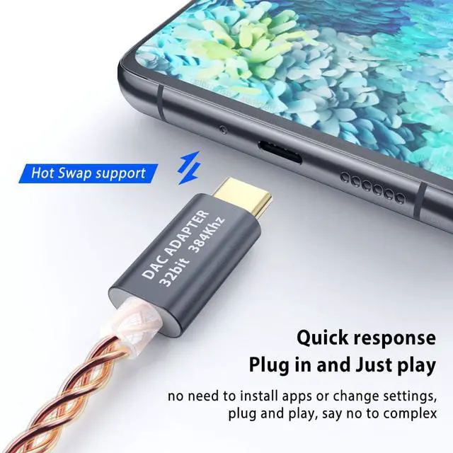 Alt view image 4 of 5 - DAC Earphone Audio Adapter USB Type C to 3.5mm Headphones Jack Aux Converter Adapter Cable for  7/8  Mi 10 Pro