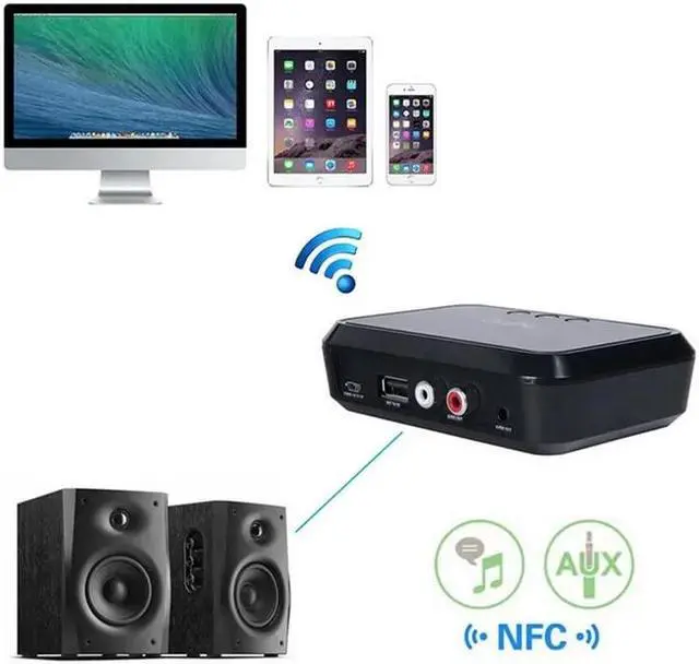 Alt view image 3 of 5 - Bluetooth Receiver NFC/USB Disk Music Reading Stereo Wireless Adapter 3.5mm AUX/RCA Car Speaker Bluetooth Audio Receiver