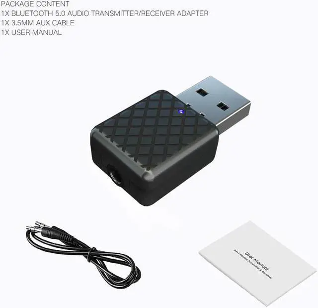 Alt view image 5 of 5 - Bluetooth 5.0 Audio Receiver Transmitter 3.5mm AUX Jack Stereo Bluetooth Transmitter For TV PC Car USB Wireless Adapter