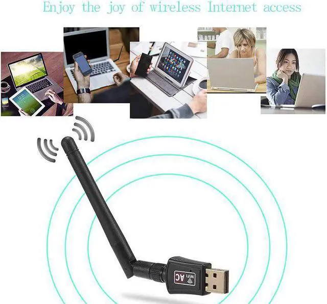 Alt view image 5 of 5 - 600Mbps Wireless USB Wi-Fi Adapter 2.4GHz/5.8GHz WiFi Dual Band Antenna Dongle PC Mini Computer 2dBi Network Card Receiver 802.1
