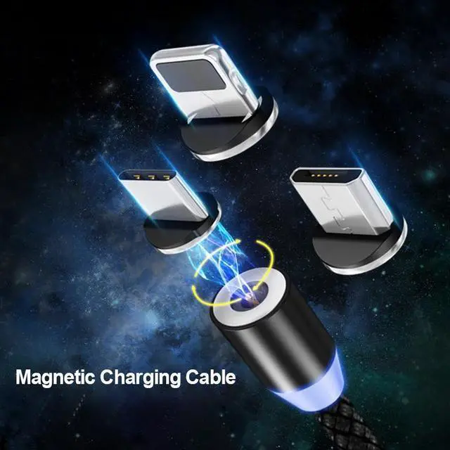 Alt view image 3 of 5 - Magnetic USB 3 in 1 Cable for iPhone Xs 8 & USB Type C Cable & Micro USB  Nylon Braided for    USB C