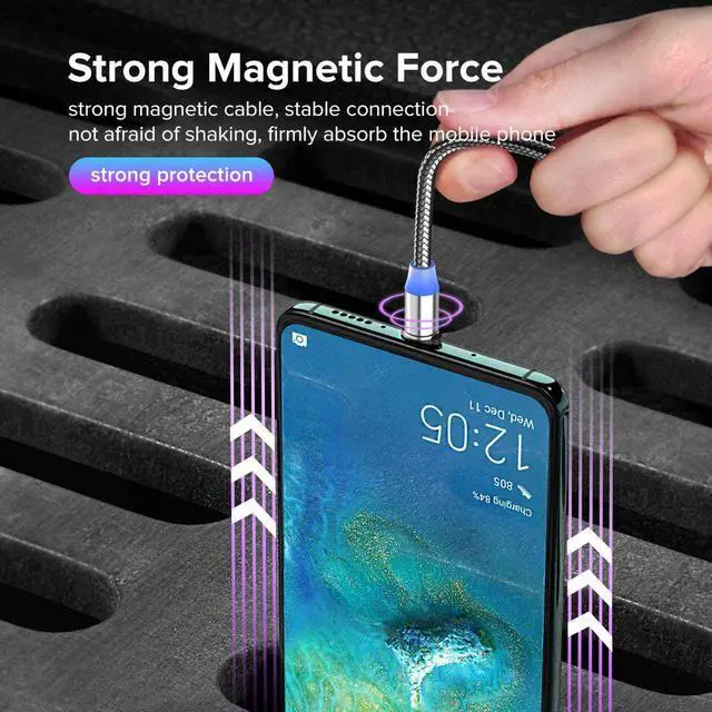 Alt view image 4 of 5 - Micro USB Type C Cable 1m 2m Magnet Charger Cabo for  Mi 10 9 Redmi K30 Pro USB-C Charging Wire for