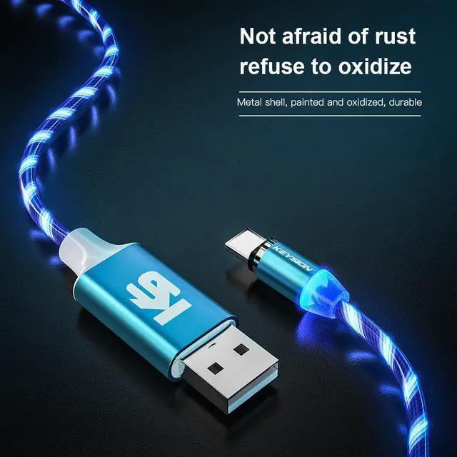 Alt view image 5 of 5 - Magnetic Cable Flowing Light LED Micro USB Cable for  Type C Charging for  for iPhone Magnet Charger Cord